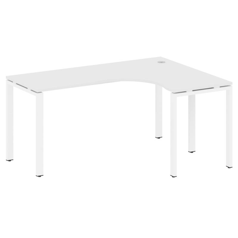 Metal System Стол криволинейный правый на П-образном м/к БП.СА-4 (R) Белый/Белый металл 1600*1200*750